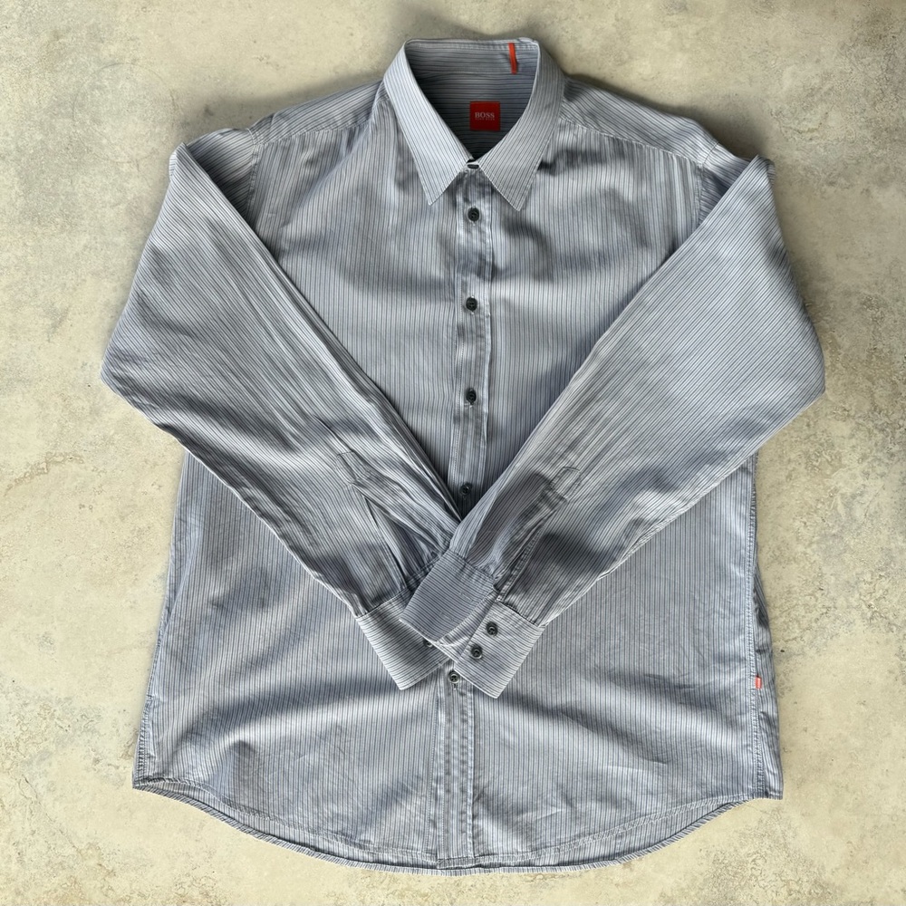 Boss Orange Gray Striped Shirt